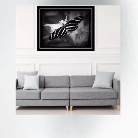 black and white butterfly giclee stretched canvas print 16 x 20 - Picture 2 of 3